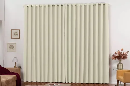 Cortina Blackout Em Tecido 3,00x2,80 Corta Luz Cor Palha