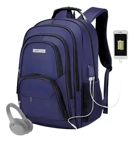 Mochila Notebook Cabo De Aço - Cabo Usb/fone Ouvido Imperm.