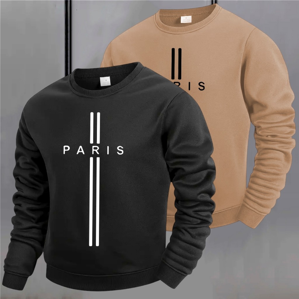 Moletom Masculino Gola Careca Flanelado Paris Suéter Frio