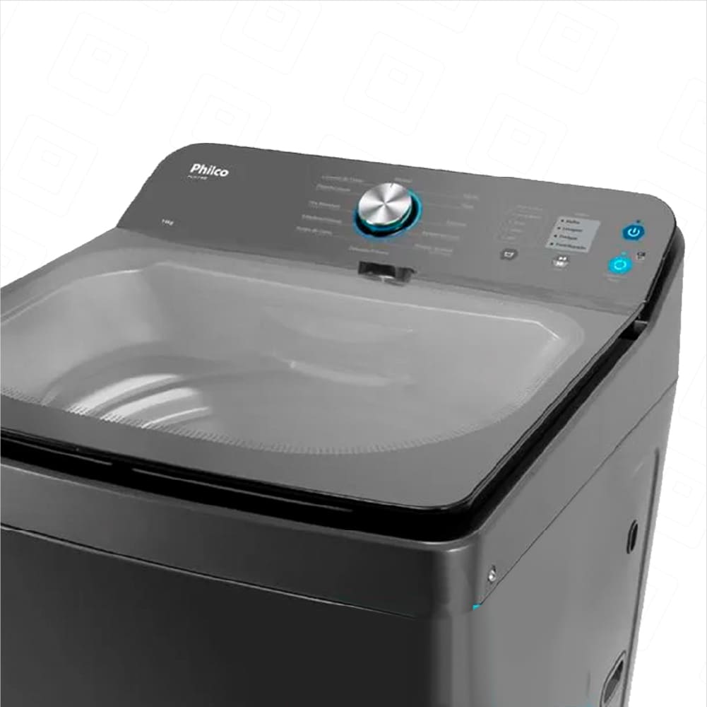 Máquina de Lavar Philco 14 Kg Preto Plr14b 12 Programas Cesto de Inox Tampa de Vidro