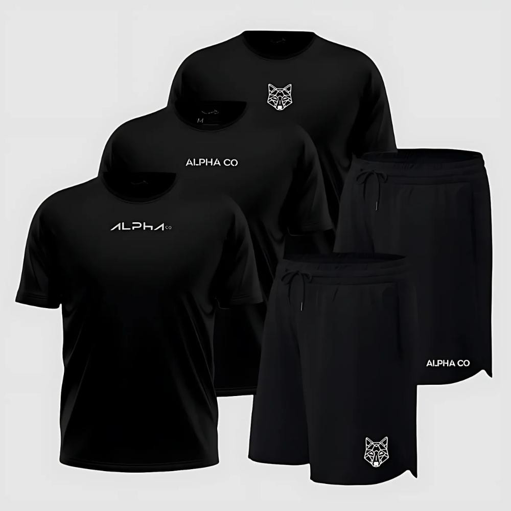 Kit 5 Peças Dry 3 Camisetas E 2 Bermudas Alpha