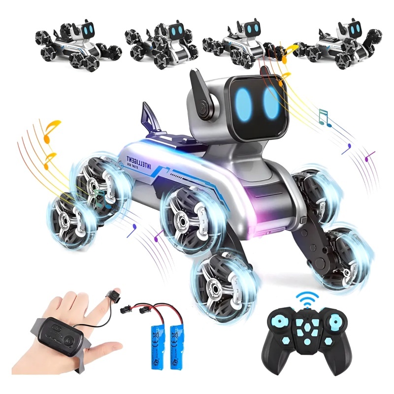 Cão Robô de Controle Remoto 2.4Ghz Brinquedo Inteligente RC que Canta e Dança Presente Eletrônico Divertido para C