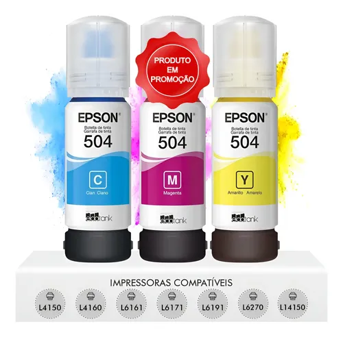 Kit Tintas Originais Epson Magenta, Amarelo, Ciano