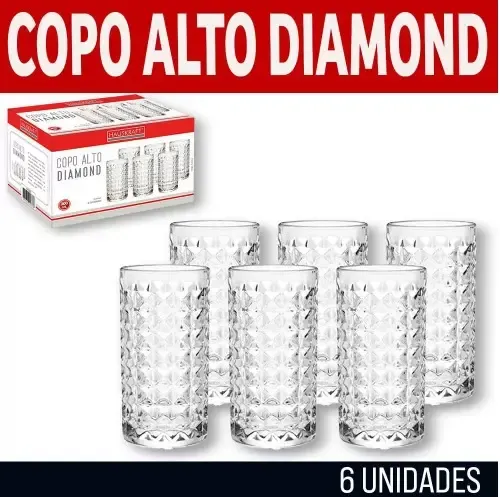 Jogo de Copos 6 Unidades Diamond 3D 300ml