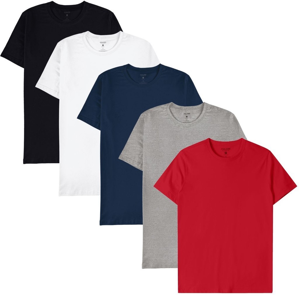 Kit 5 Camisetas Basica Masculina Algodão Original
