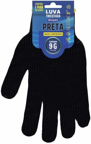 Luva Tricotada Preta Bompack G Un