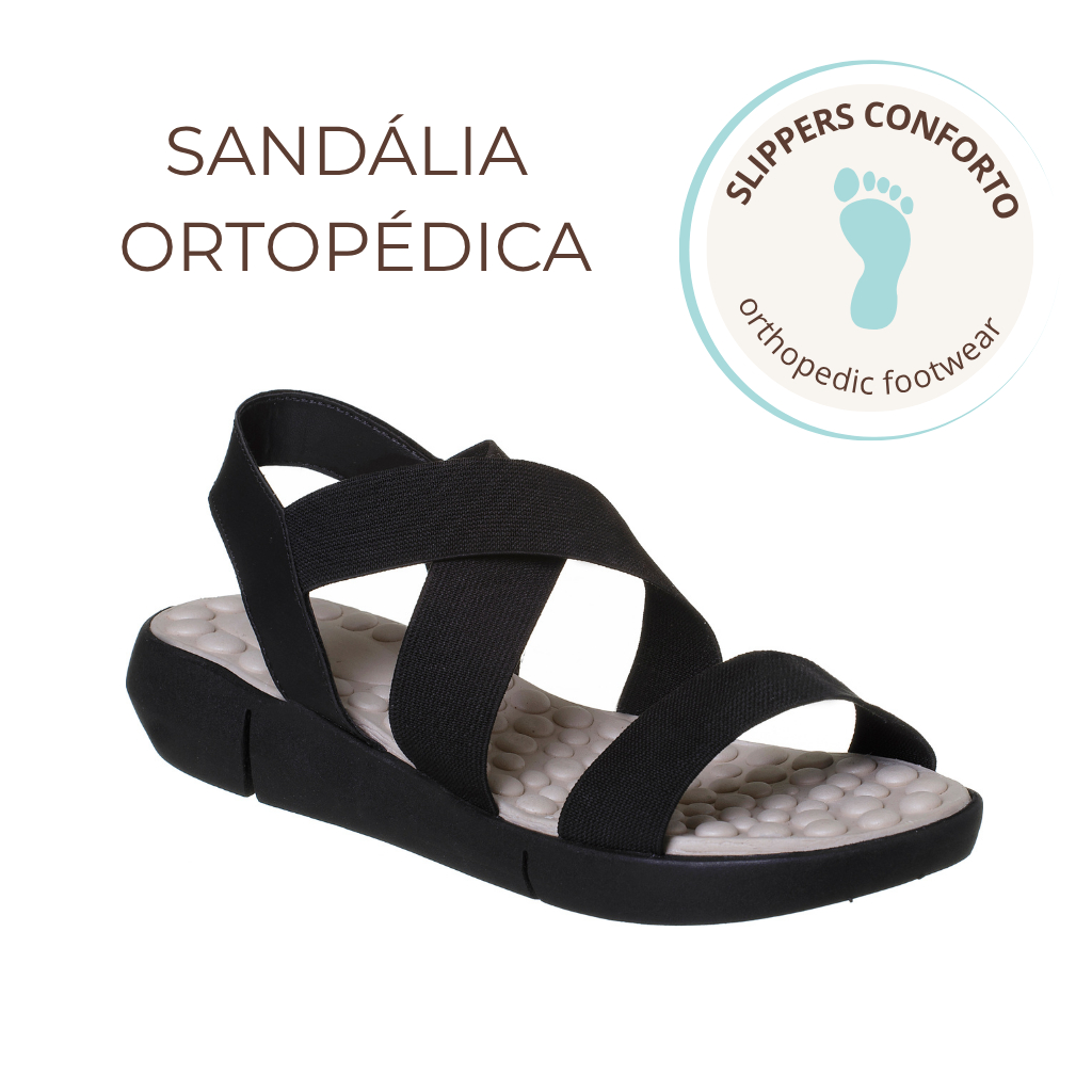 Sandalia Feminina Elástico Ortopédica Anatômica Papete Moda