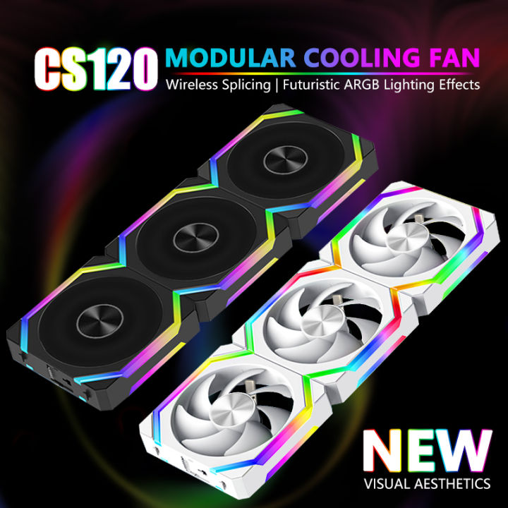 Jumpeak cs120 argb ventilador de refrigeração 360mm 240mm modular empilhável emenda pwm silencioso 120mm rgb ventilad