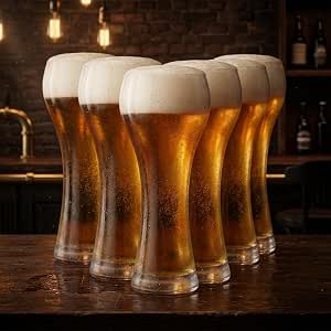 Ruvolo Kit 6 Copo de Cristal para Cerveja Copos de Cerveja Bar e Restaurante em Cristal 500ml