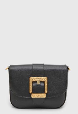Bolsa Feminina Lança Perfume Couro Fivela Preta