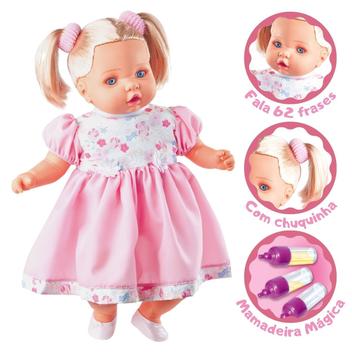 [APP] Boneca Angelina Grande Fala 62 Frases Com Mamadeira Mágica Infantil Menina - Milk Brinquedos