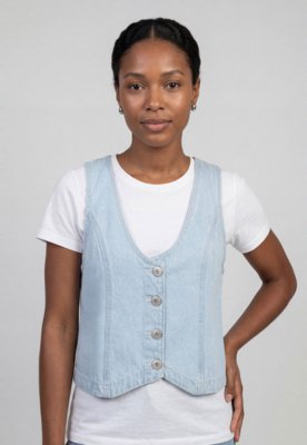 Colete Feminino Forum Cropped Jeans Azul Claro