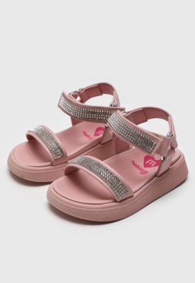 Sandália Flat Infantil Molekinha Tira Hotfix Rosa