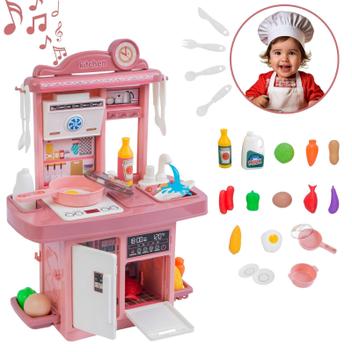 [APP] Kit Cozinha De Brinquedo Infantil Completa Solta Água E Som - ATENTU
