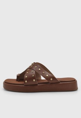 Rasteira Feminina Vizzano Tachas Marrom