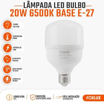 [APP] Lâmpada Led Alta Potência Foxlux 20W 6500K Branco Frio Iluminação Residencial Comercial Escritório Cozinha Garagem e Depósito