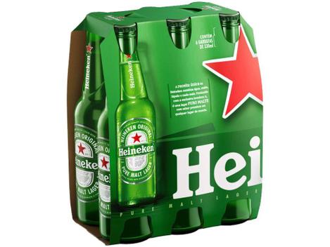 Cerveja Heineken Long Neck 330ml Pack com 6 Unidades